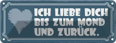 Produktbild von vianmo Blechschild 10x27 cm ich liebe dich bis zum Mond und Spruch Zitat