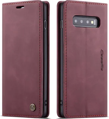 Image de Galaxy S10 Case, RetroPolyuréthaneLeather Case, Card Pockets, Magnetic Closure, Case with Stand Function for Samsung Galaxy S10 Red