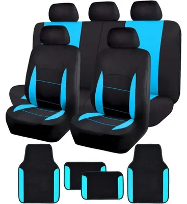 Productafbeelding van Universele autostoelhoes set, compleet met antislip voetmat, in de kleur mintblauw