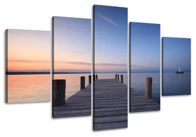 Obrázek produktu pro Obraz na plátně Stůl u jezera 5-dílný 160x80 cm