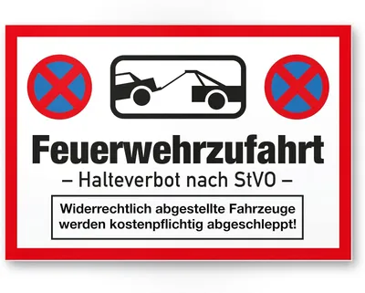 Produktbild von Feuerwehr Zugangsschild 30 x 20 cm, Kunststoff, Halteverbot, Brandweg freihalten