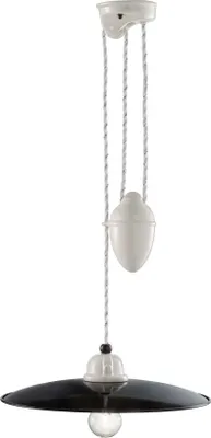 Immagine prodotto di Lampada a sospensione in metallo Vetroceramica regolabile L: 35 cm bianco nero E27 lampada in Vetroceramica vintage