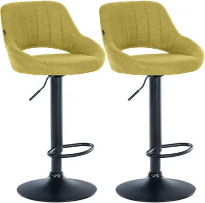 Produktbild von CLP 2er Set Barhocker Milet Stoffbezüge höhenverstellbar drehbar mit Rückenlehnen grün Material Gestell Metall matt schwarz