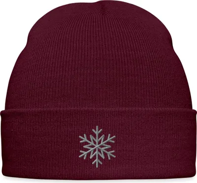 Produktbild von Spreadshirt Schneeflocke Gestickt Bestickte Wintermütze, One size, Burgunderrot
