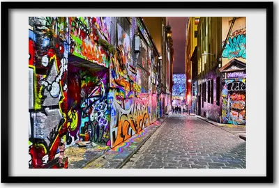 Produktbild von Bild 60x40 MDF-Rahmen, Wandkunst buntes Graffiti