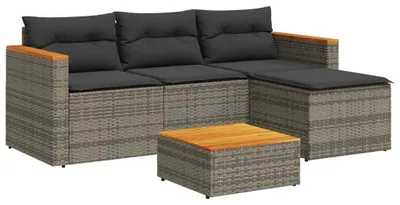 Obrázek produktu pro vidaXL 3dílná zahradní sedací souprava s polštáři Grey Poly Rattan