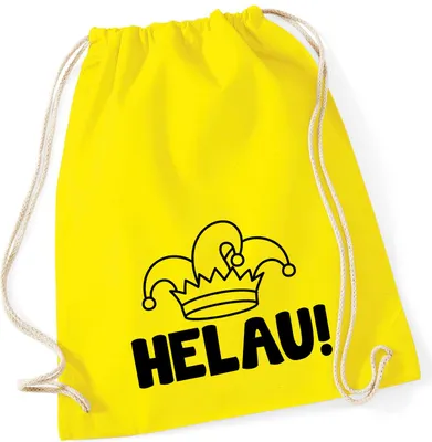 Produktbild von Huuraa Turnbeutel Helau Narrenkappe 12 Liter Yellow Baumwolle Rucksack Geschenkidee