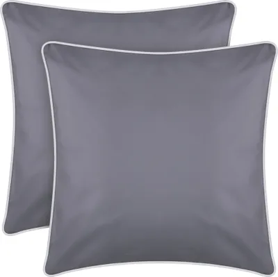 Obrázek produktu pro Venkovní polštářek s lemováním 2-pack (45 x 45 cm) tmavě šedý - Dekorační polštářek zahradní zip - Odpuzuje nečistoty a vodu - Odnímatelný potah