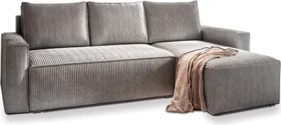 Produktbild von Masseno Ecksofa POTARO mit Schlaffunktion L-Form, Sofa mit Bettkasten, Wohnzimmersofa, Couch, Soffa, Bettsofa, Couchgarnitur- Hellgrau, POSO 55
