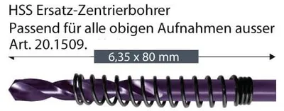 Produktbild von HSS-Zentrierbohrer 80mm x 6.35mm inkl. Auswurffeder