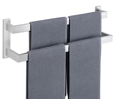 Image de Porte-serviettes double en acier inoxydable 50 cm