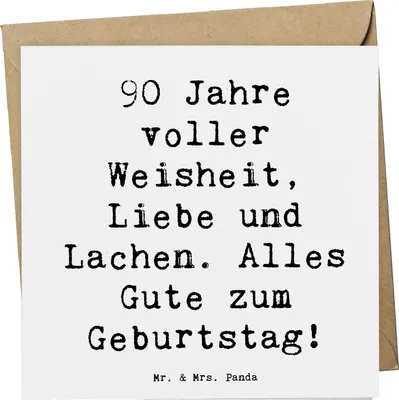 Produktbild von Mr. & Mrs. Panda Grußkarte Spruch 90. Geburtstag - Weiß - Geschenk, faltkarte, Handgefertigtes, Glückwunschkarte, Happy Birthday, Klappkarte, anlasskarte, 90 Jahre, Alter