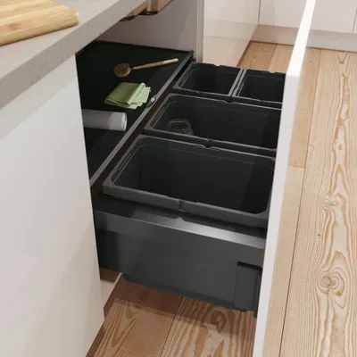 Produktbild von Naber Cox® Base 360 S/900-4, Abfallsammler für Frontauszüge, ohne Biodeckel, anthrazit, H 360 mm