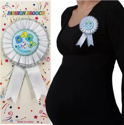 Produktbild von Oblique Unique Brosche Abzeichen Schwangerschaft Mama Baby Shower - weiß