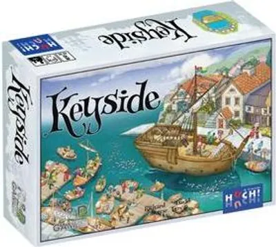 Produktbild von HUCH! Keyside, Kennerspiel, Würfelmanipulation und Arbeiterstrategien, Strategiespiel mit spannenden Szenarien, Für 1–4 Spieler ab 14 Jahren
