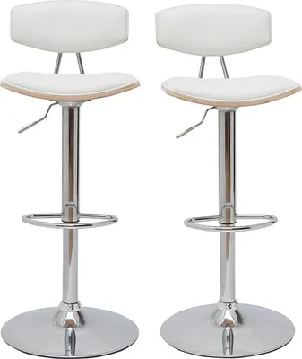Produktbild von Miliboo - Design-Barhocker weiß mit hellem Holz (2er-Set) VASCO