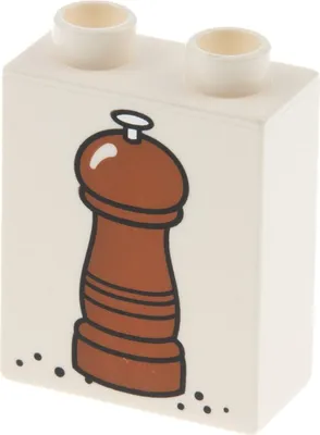 Produktbild von 1x Lego Duplo Motivstein 1x2x2 weiß Pfeffermühle Pfeffer 76371pb049 4066pb604