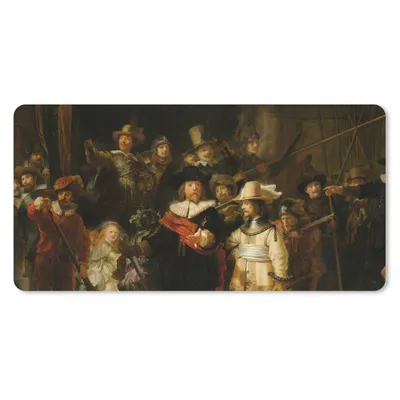 Produktbild von MuchoWow® Schreibtischunterlage Die Nachtwache - Gemälde von Rembrandt van Rijn 80x40 cm - XXL Mauspad - Gaming Mauspad