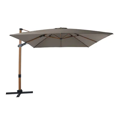 Produktbild von AXI Apollo Premium Ampelschirm Rechteckig 300x300 cm in Holz Look / Taupe | Sonnenschirm für Garten / Terrasse mit Aluminium Rahmen | Inkl. Kreuzfuß