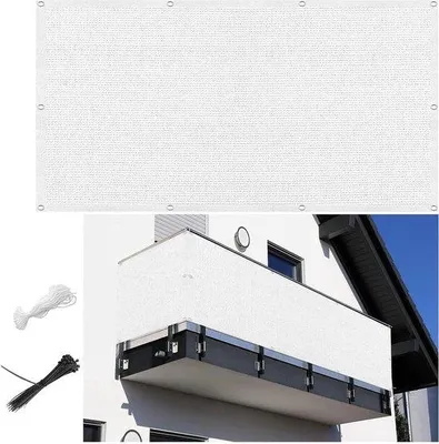 Image de Brise-vue pour balcon - HDPE résistant aux déchirures - 105 x 290 cm - Blanc