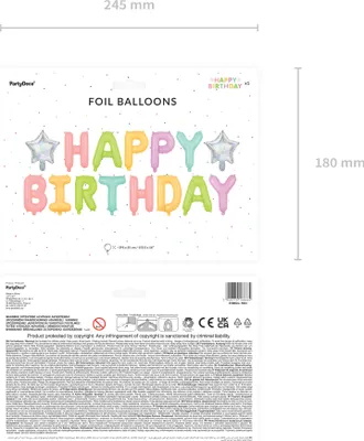 Produktbild von Ballon Girlande Happy Birthday 395x35cm Schriftzug mit Sternen Bunt