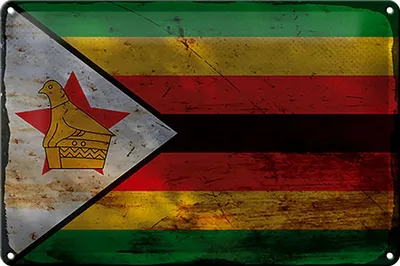 Produktbild von Blechschild Flagge Simbabwe 30x20cm Flag of Zimbabwe Rost