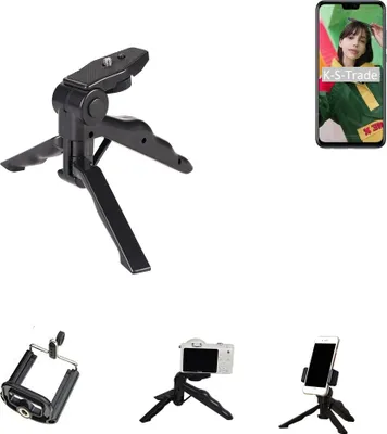 Produktbild von K-S-Trade Stativ Tisch-Ständer Dreibein Handy-Stativ Ständer kompatibel mit Huawei Y8s Mini-Stativ Smartphone Tripod Handy-Stativ aus Plastik