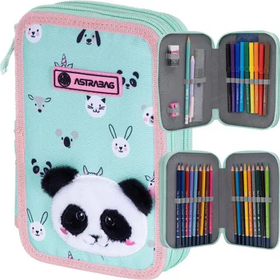 Produktbild von Teddy Panda Astrabag doppelte Federtasche mit Zubehör