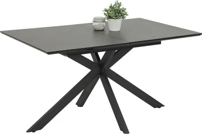Produktbild von Vierfußtisch/Esstisch Fenja-Platte mit Glasauflage Keramikoptik-mit Schweizer Kante-Synchronauszug 140auf180cm