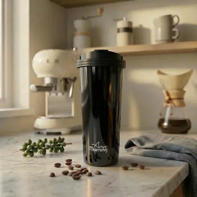 Immagine prodotto di Any Morning tazza da viaggio, tazza da caffè isolata in acciaio inossidabile, tazza da caffè da viaggio per bevande calde e fredde, a prova di perdite e fuoriuscite, 17 oz, nero
