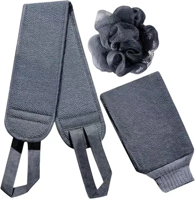 Productafbeelding van Dubbelzijdige scrubber voor lichaamsdouche met 3-delige badscrub