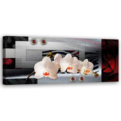 Produktbild von Leinwandbild Weiße Orchideen 120x40 Feeby Silber bild für die wand bereit zum aufhängen