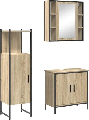 Imagen del producto de Juego de muebles de baño 3 uds. Marrón 60 x 30 x 60 cm