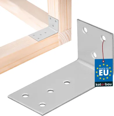 Produktbild von KOTARBAU® Winkelverbinder 40 x 80 x 40 mm verzinkter Stahl Silber Schwerlastwinkel Balkenverbinder Möbelwinkel Winkelblech Holzverbinder Regalwinkel Winkel Metall Verzinkt Stabil Langlebig Stahlwinkel