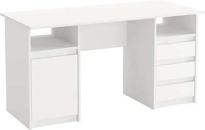 Imagen del producto de Escritorio con cajones - Oslo, 145 x 65 x 76 cm. Escritorio moderno, color blanco. Escritorio de oficina, escritorio para ordenador, mesa de trabajo, escritorio para PC, escritorio infantil con espacio de almacenamiento