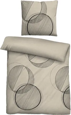 Produktbild von biberna Melange-Flanell Bettwäsche KREIS kitt 1x 155x220 cm + 1x 80x80 cm