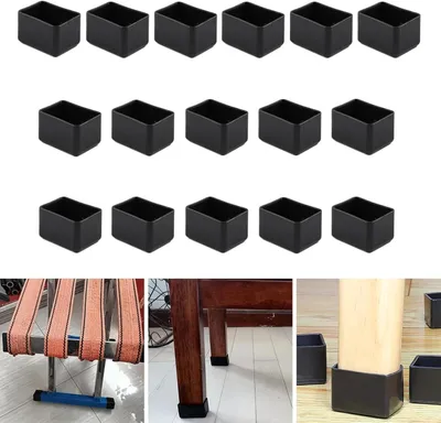 Produktbild von Rechteckige Stuhlbeinkappen aus Silikon, 20 x 40 mm, 16 Stück, schwarz