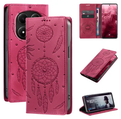 Produktbild von Handyhülle für Xiaomi Redmi Note 15 Pro 5G RFID Schutz Klapphülle Case Cover Blumen Design Traumfänger Schutzhülle Farbe: Magenta