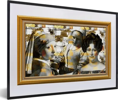 Produktbild von MuchoWow® Gerahmtes Poster Kunst - Alte Meister - Rahmen - Gold 60x40 cm - Poster mit Schwarzem Bilderrahmen Wandposter Rahmen Foto Bilder - Schlafzimmer - Plakat in Rahmen - Drucken