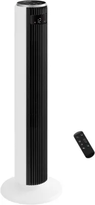 Zdjęcie produktu dla Cichy wentylator bramowy 20 dB – prędkość 7,9 m/s – silnik prądu stałego – obrót o 90° – 4 tryby pracy – 12 prędkości – 12-godzinny timer – wyświetlacz LED
