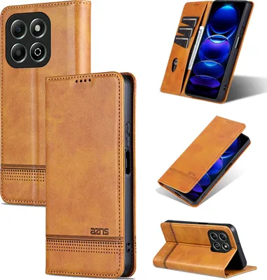 Image de Etui en cuir pour Honor X6B, étui portefeuille pliable avec fermeture magnétique et support Jaune