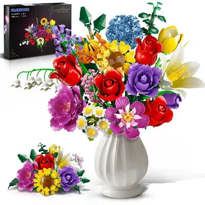 Produktbild von Blumenstrauß-Bausatz mit 18 Blumen für kreative Dekoration
