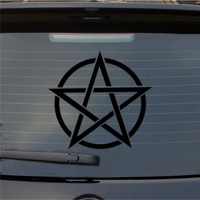 Produktbild von Heckscheibenaufkleber Pentagram Druidenfuß Gothic 54x51 cm Schwarz Matt Auto Aufkleber Sticker