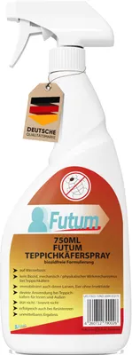 Produktbild von FUTUM 750ml Teppichkäferspray | Biozidfrei Formel gegen Teppichkäfer, Käfer, Larven & Insekteneier | Insektenspray auf Wasserbasis