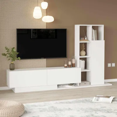 Produktbild von Skye Decor, Hochwertiger TV-Ständer (3 Stück) - Weiß, 100% Melamin, 201,2 cm