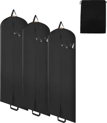 Produktbild von TolleTour Kleidersack 3er Set 150x60cm Schutzhülle Kleiderhülle mit einem Griff schwarz Schuhsack