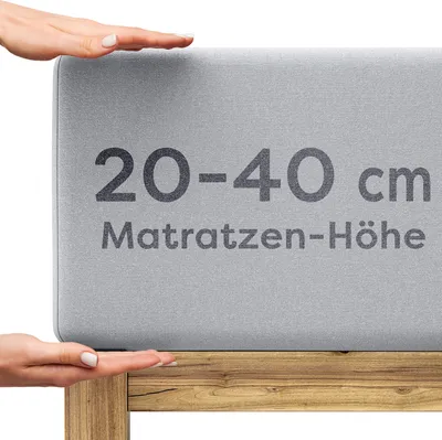 Hands are shown on a mattress with text indicating its height.