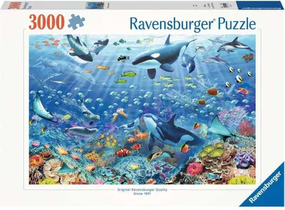 Produktbild von Ravensburger Puzzle Bunter Unterwasserspaß, 3000 Teile, 121 x 80 cm, aus recyceltem Karton, perfekte Passform, knickfest, handgefertigte Stanzwerkzeuge, 17444