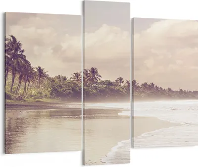 Produktbild von Bild auf Leinwand - Leinwandbild - 3 Teile - Palmen Strand Wasser - 95x80cm - Wand Bild - Wanddeko - Wandbilder - Leinwanddruck - Bilder - Wanddekoration - Leinwand bilder - Wandbild - CB95x80-4917