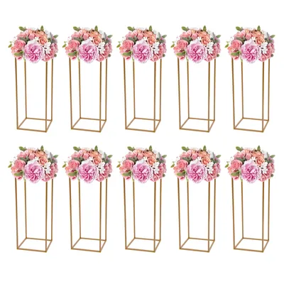 Image de 10 pièces de mariage Présentoir de fleurs 60cm rectangulaire en métal Accessoires décoratifs pour la décoration de mariage Présentoir de fleurs